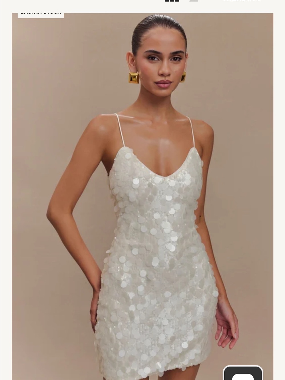 Meshki Ivory Sequin Slip Mini Dress